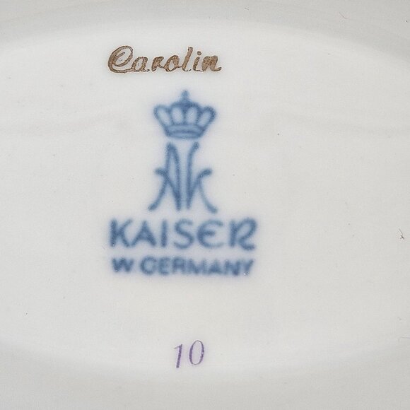 Kaiser W Germany Carolin Porcelain Gravy Boat Attached Underplate Pink Floral - Picture 3 of 10